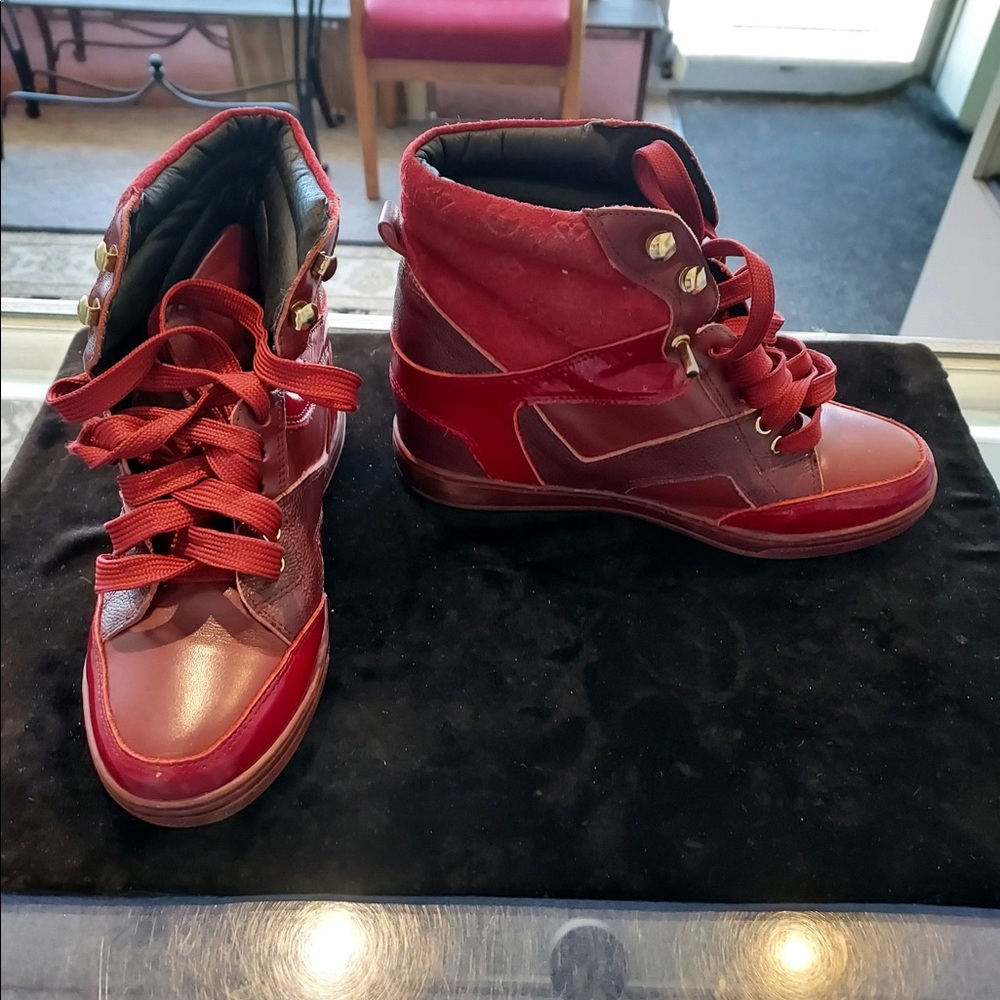 Size 7 red Louis Vuitton sneakers